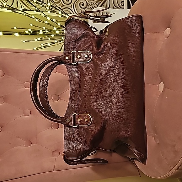 Authentic Balenciaga Classic Metallic Edge City Satchel in Bordeaux - Picture 3 of 16